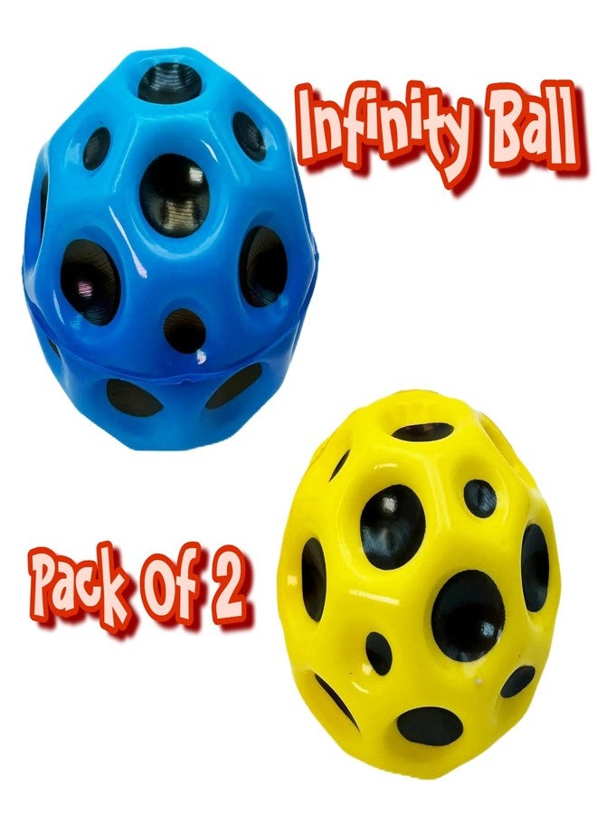 Buko Super Infinity Crazy Bounce Moon Ball: Ultimate Grip and Catch, Enhances Hand-Eye Coordination (Pack of 2 (Blue-Yellow) - Image 2